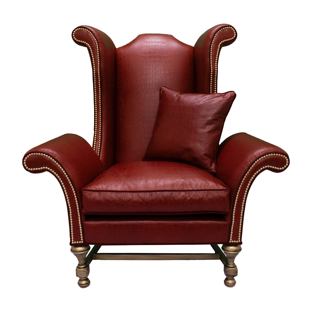Deluxe Dragon Wingback Red Leather Chair - Carolina Game Tables