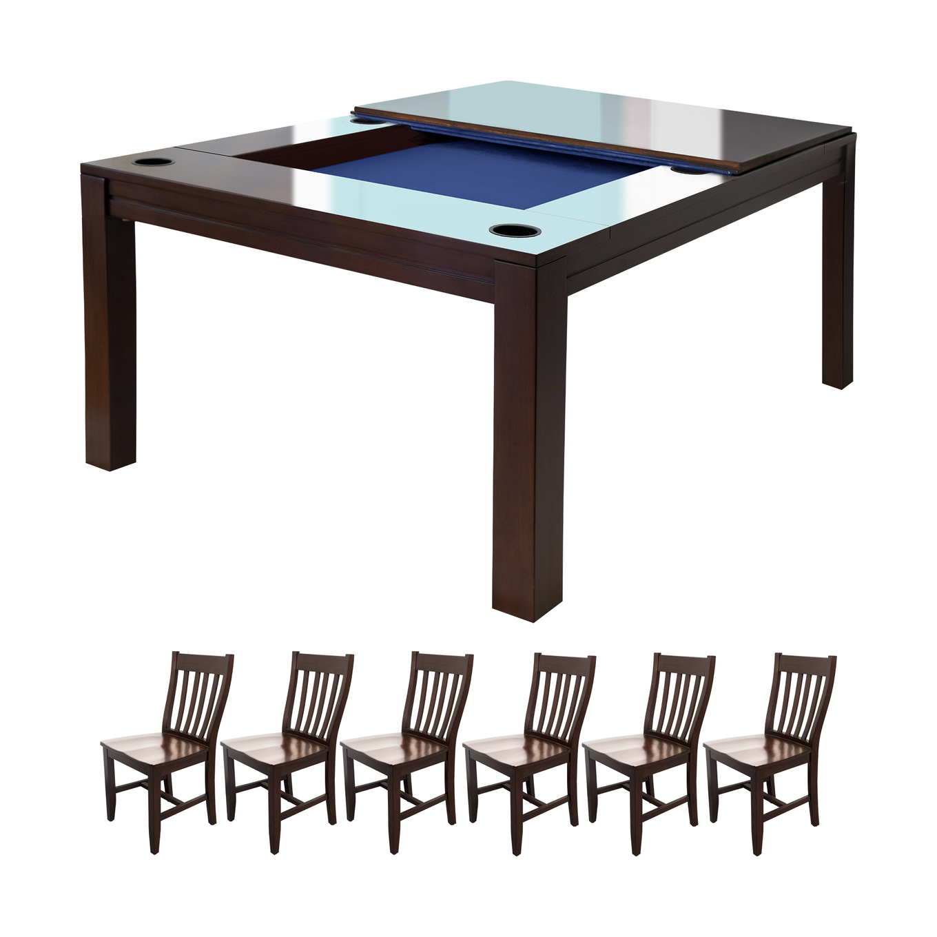 Dining Table with Half Top and 6 Chairs - Carolina Game Tables