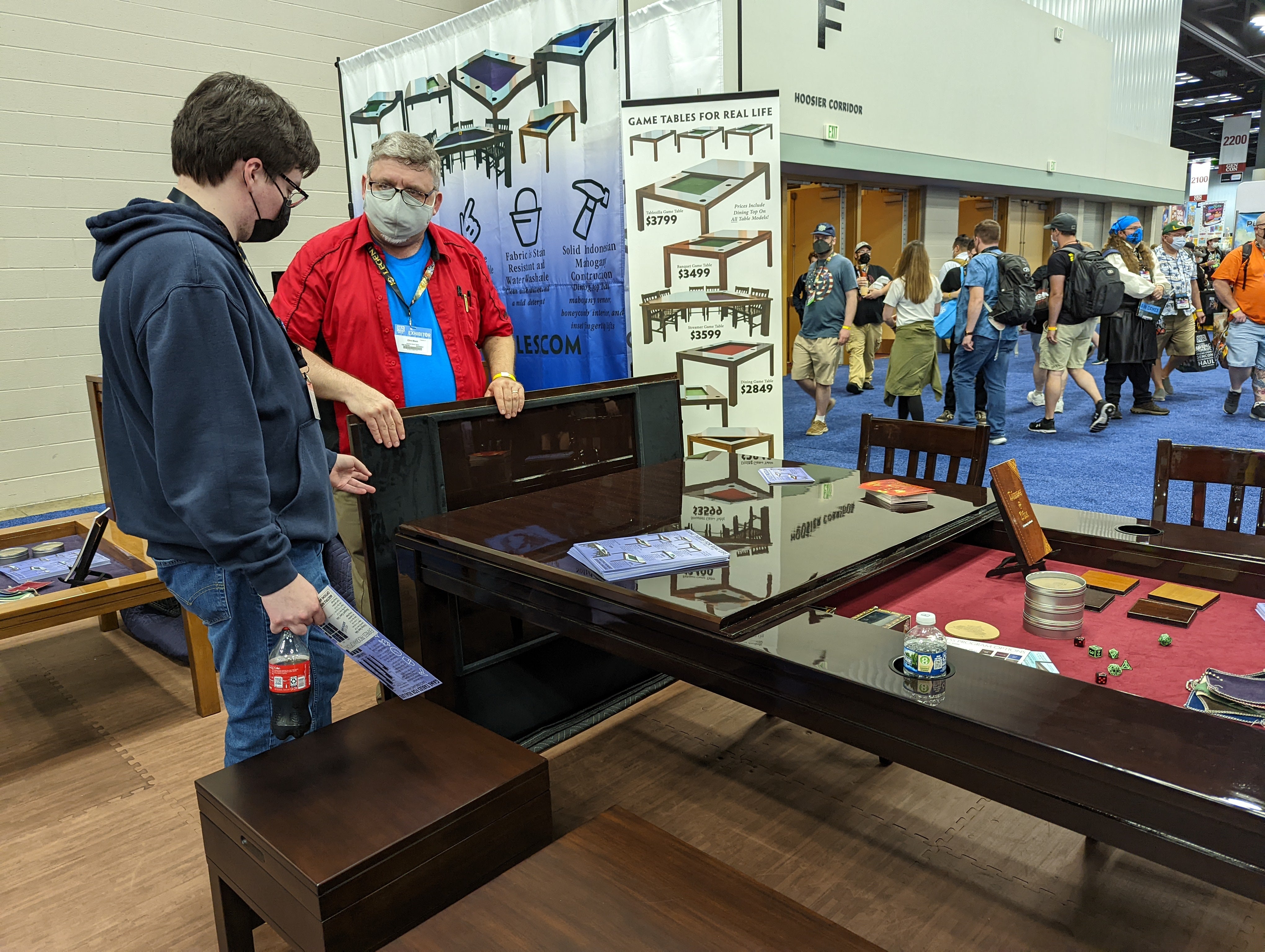 Clint Showing Off a Tablezilla at Gen Con - Carolina Game Tables