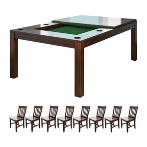 Signature Banquet Gaming Table with 8 Mahogany Chairs - Carolina Game Tables